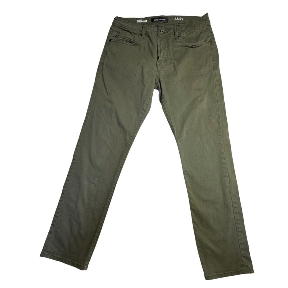Liverpool Relaxed Straight Pants Green 32x32 Mens Stretch Twill Trousers-2550